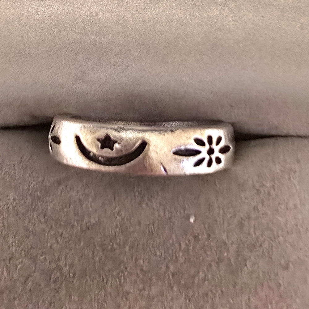 Silver Moon and Star Ring